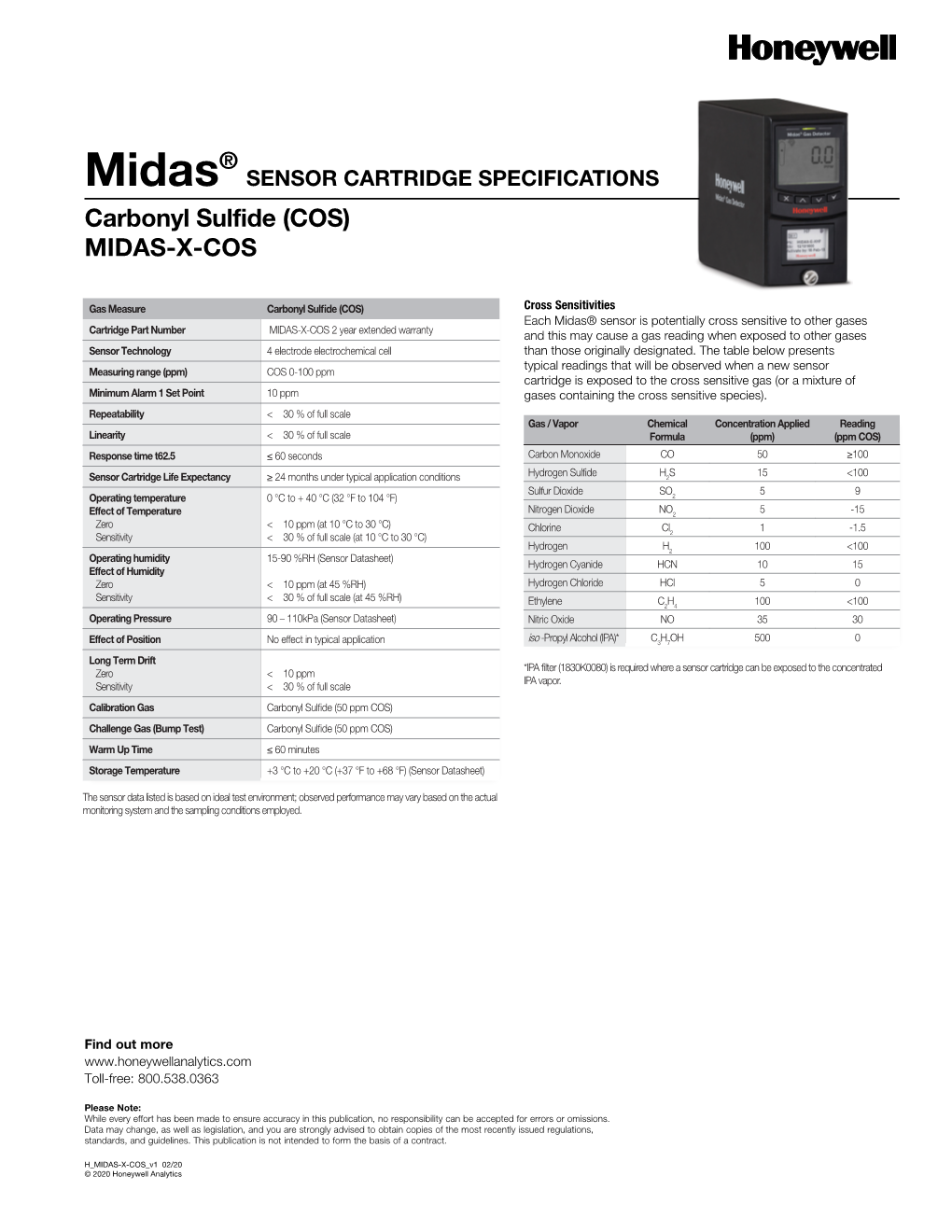 Carbonyl Sulfide (COS) MIDAS-X-COS