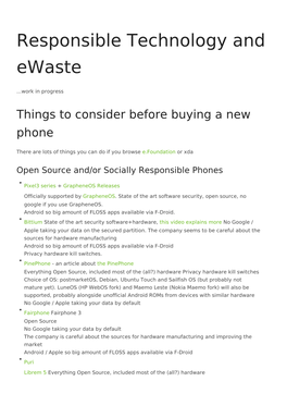 Responsible Technology and Ewaste