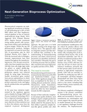Next-Generation Bioprocess Optimization an Arrayxpress White Paper August 2014