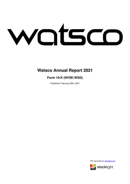 WATSCO, INC. (Exact Name of Registrant As Specified in Its Charter)