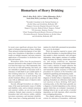 Biomarkers of Heavy Drinking