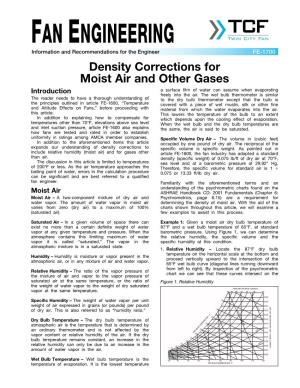 Density Corrections for Moist Air and Other Gases Introduction a Surface Film of Water Can Assume When Evaporating Freely Into the Air