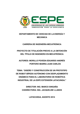 Departamento De Ciencias De La Energía Y Mecánica