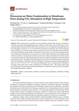 Discussion on Water Condensation in Membrane Pores During CO2 Absorption at High Temperature