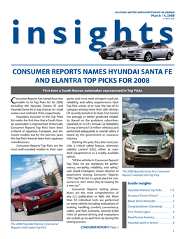 Consumer Reports Names Hyundai Santa Fe and Elantra Top Picks for 2008