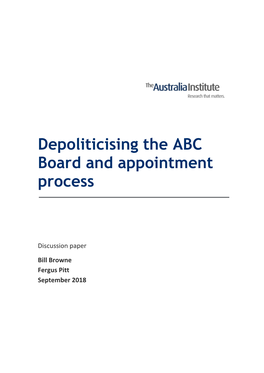 Depoliticising the ABC Board and Appointment Process