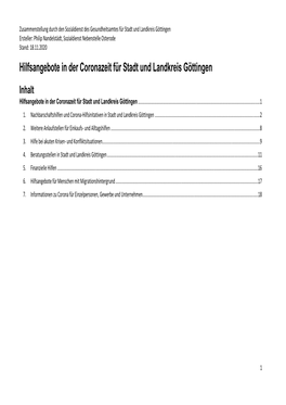 Hilfsangebote in Der Coronazeit Für Stadt Und Landkreis Göttingen