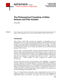 The Philosophical Friendship of Gilles Deleuze and Félix Guattari