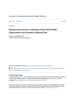 Indonesia and the World Health Organization's New Pandemic