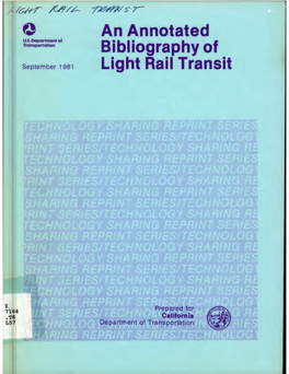 An Annotated Bibliography of Light Rail Transit*