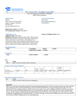 FCC Form 470 – Funding Year 2019 Form 470 Application Number: 190000009 Micta MT-2018TISA