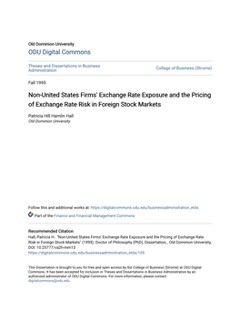 Non-United States Firms' Exchange Rate Exposure and the Pricing of Exchange Rate Risk in Foreign Stock Markets