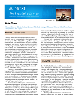 The Legislative Lawyer a Publication of the Legal Services Staff Section (LSSS)