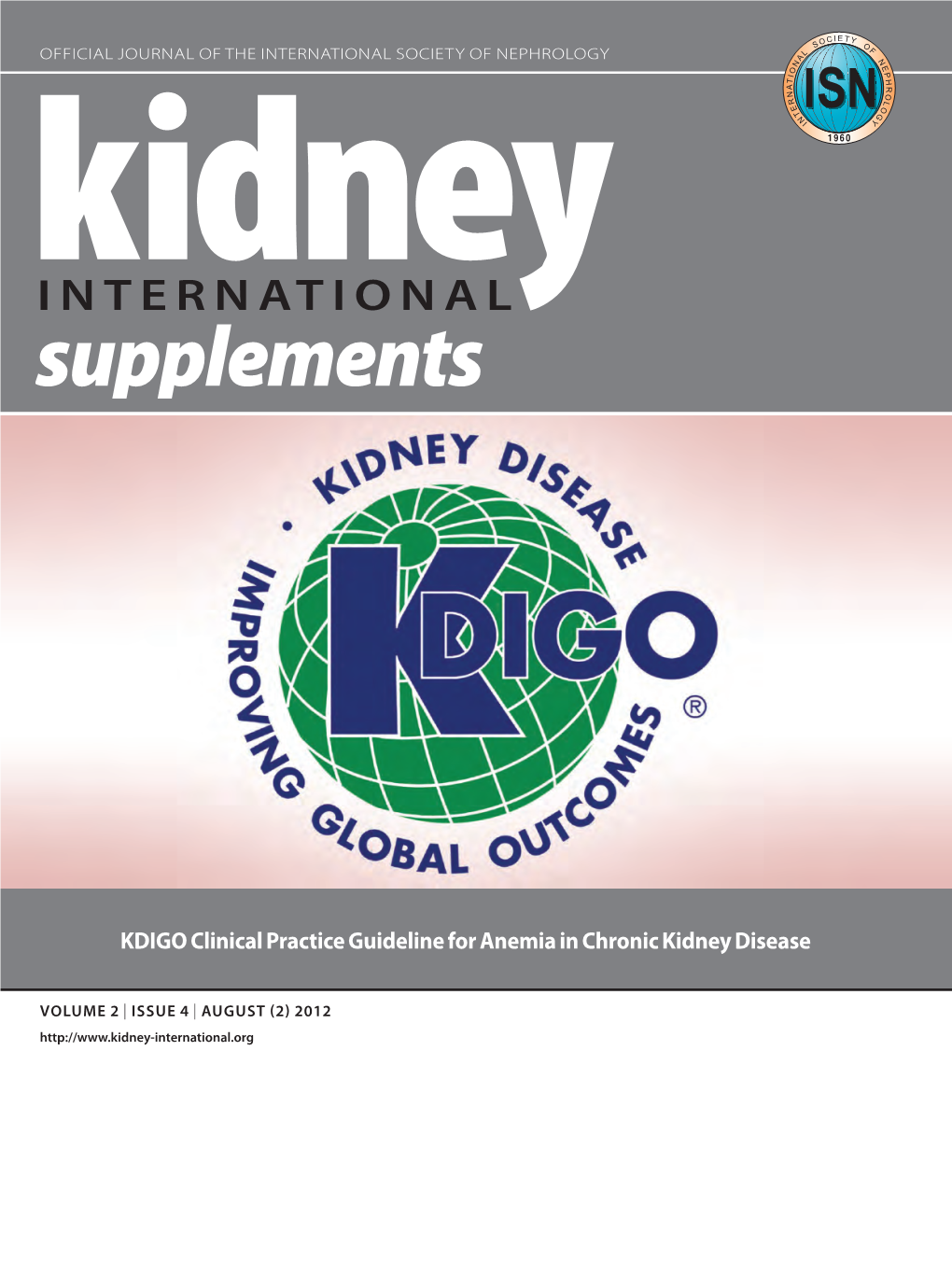 KDIGO Clinical Practice Guideline for Anemia in Chronic Kidney Disease