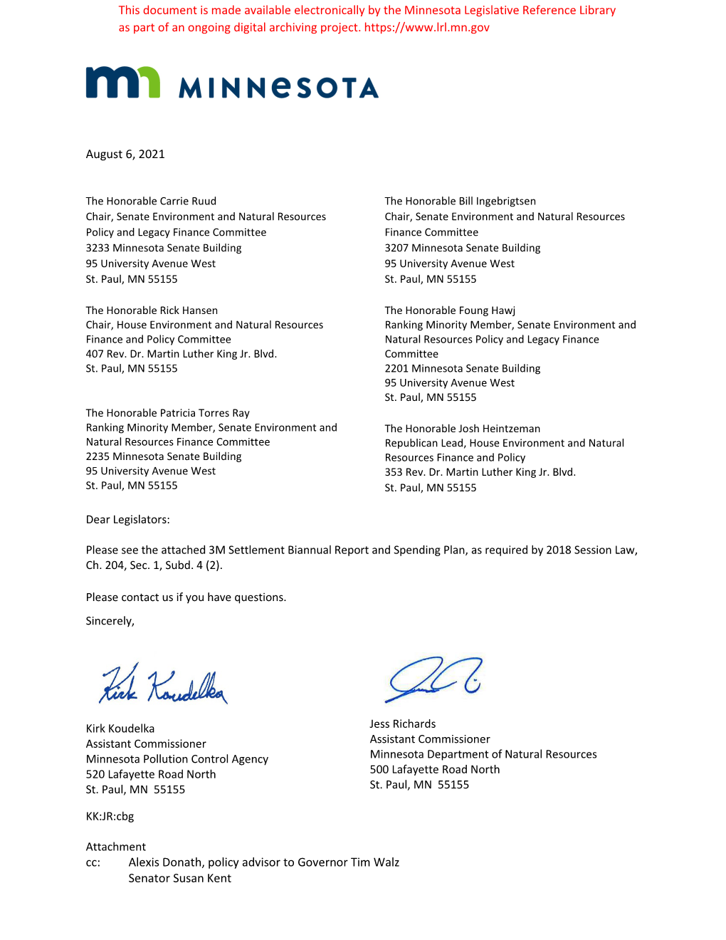 3M Settlement Biannual Report and Spending Plan, As Required by 2018 Session Law, Ch