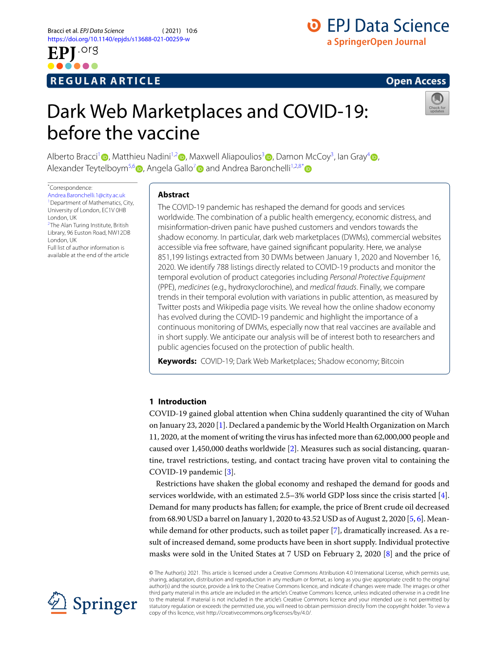 Dark Web Marketplaces and COVID-19: Before the Vaccine