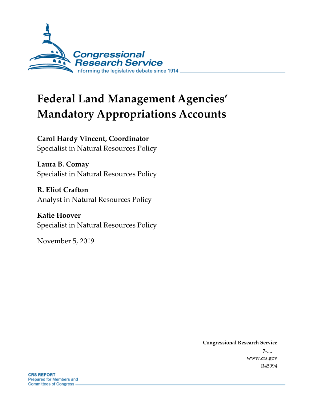 Federal Land Management Agencies' Mandatory Appropriations