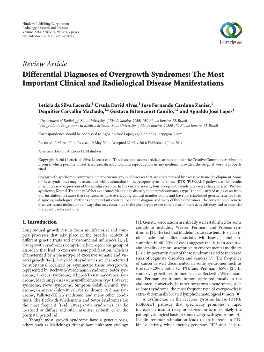 Differential Diagnoses of Overgrowth Syndromes: the Most Important Clinical and Radiological Disease Manifestations