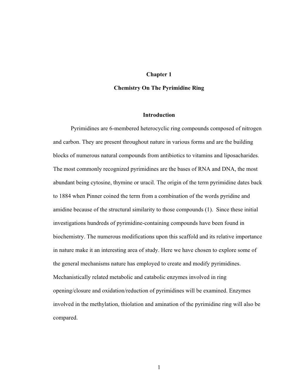 1 Chapter 1 Chemistry on the Pyrimidine Ring Introduction