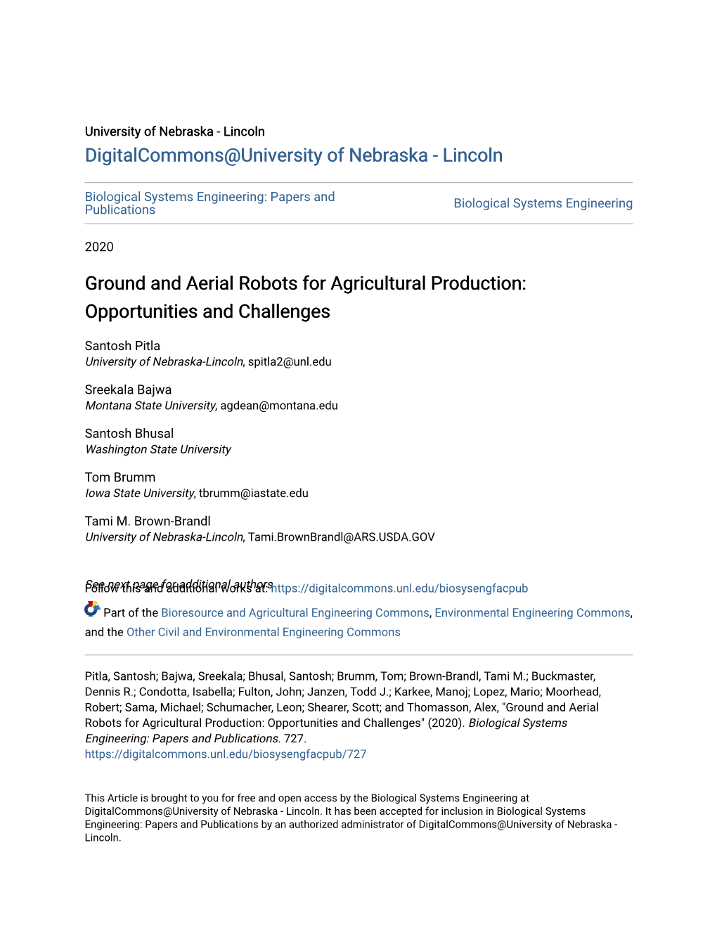 Ground and Aerial Robots for Agricultural Production: Opportunities and Challenges