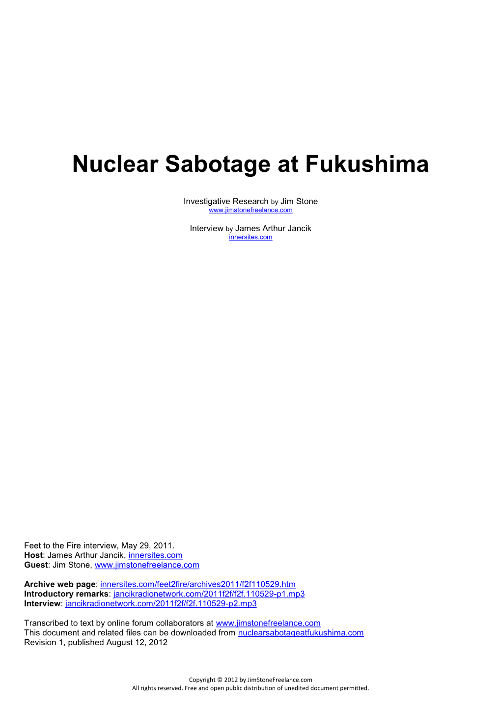 Nuclear Sabotage at Fukushima