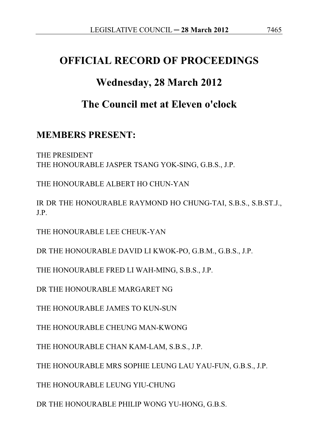 OFFICIAL RECORD of PROCEEDINGS Wednesday, 28