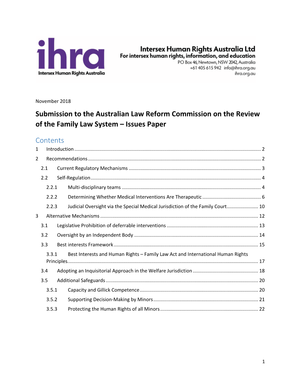 IHRA Response to ALRC Discussion Paper