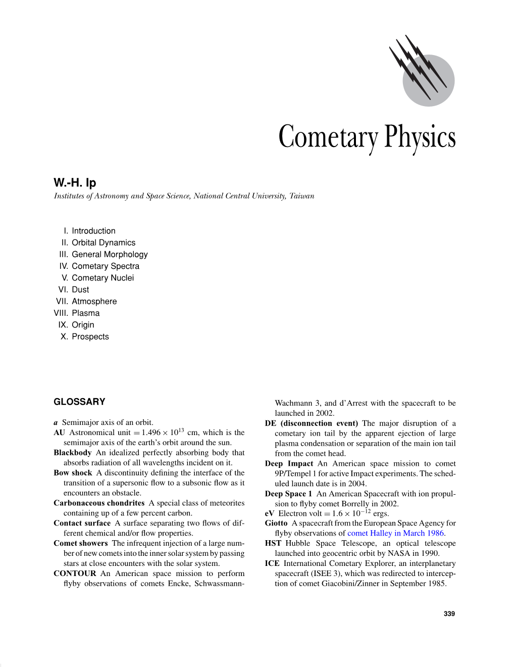 Cometary Physics