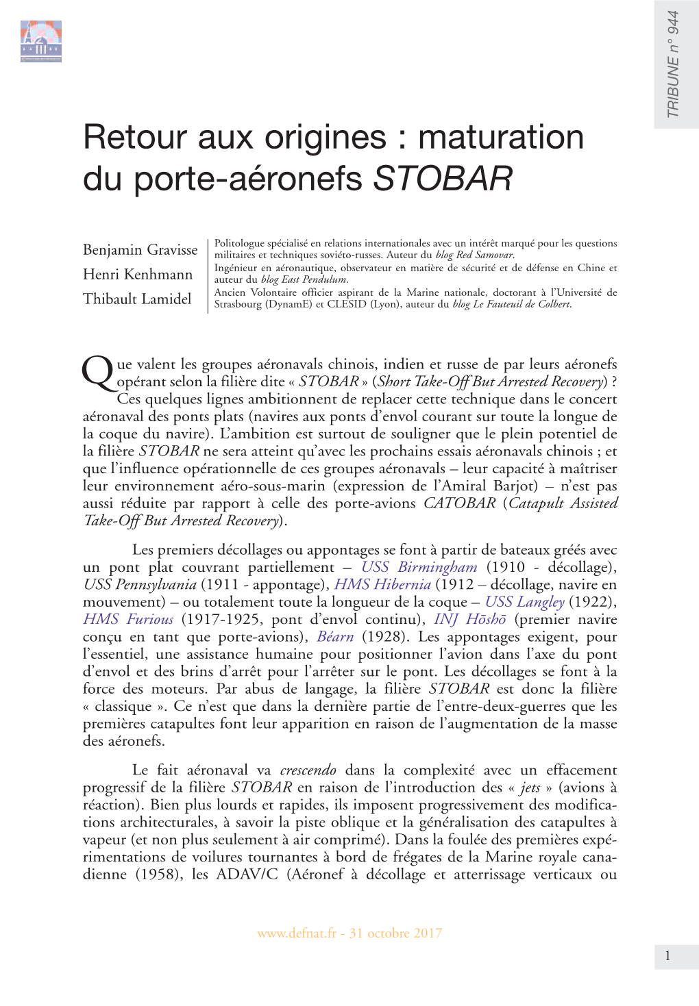Maturation Du Porte-Aéronefs STOBAR