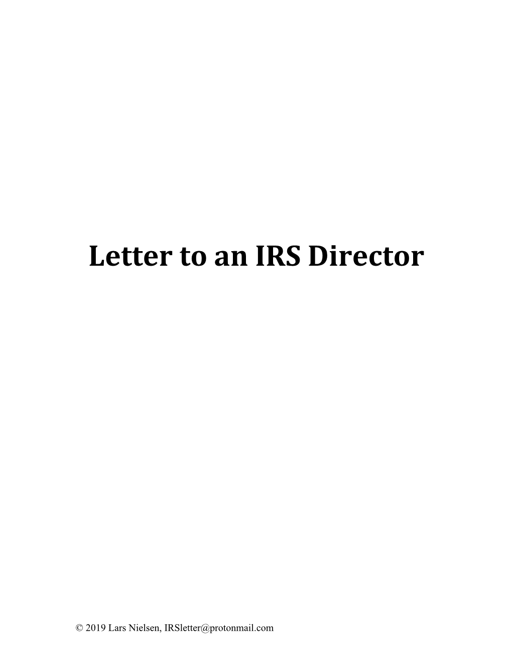 Letter to an IRS Director