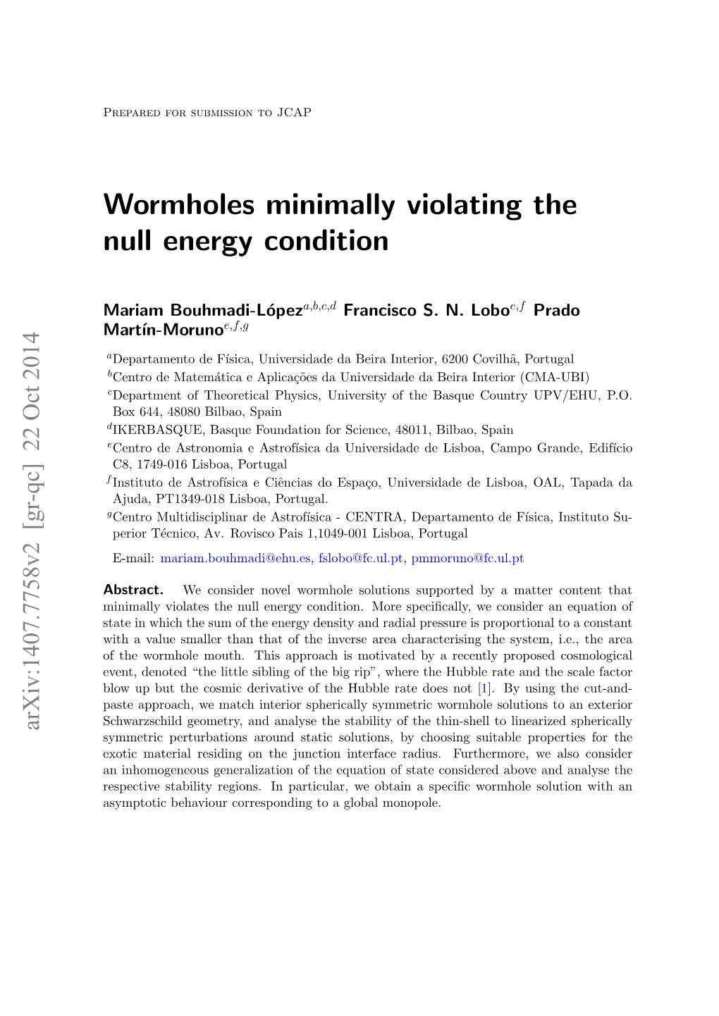 Wormholes Minimally Violating the Null Energy Condition