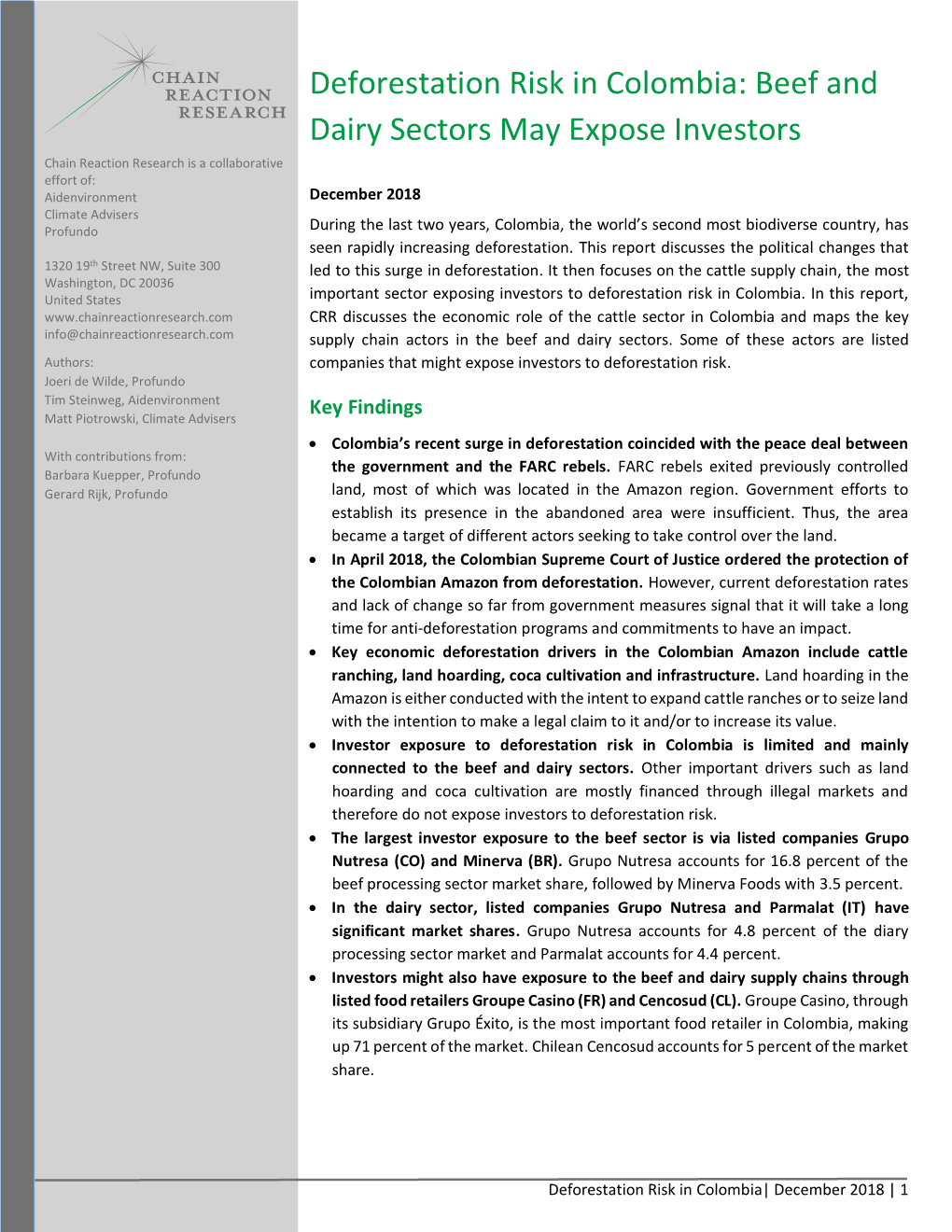 Deforestation Risk in Colombia