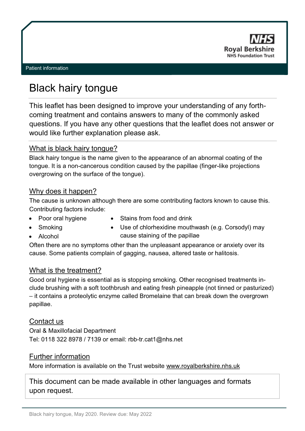 Black Hairy Tongue