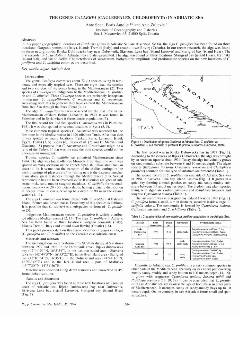 CIESM Congress 1998, Dubrovnik, Article 0584