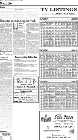 TV LISTINGS Died Tuesday, July 25, 2006, in Ms