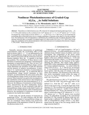 Nonlinear Photoluminescence of Graded-Gap Alxga1 – Xas Solid