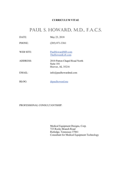 Paul S. Howard, Md, Facs