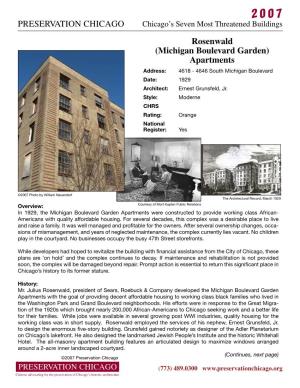 PRESERVATION CHICAGO Rosenwald (Michigan Boulevard Garden) Apartments