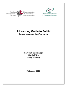 A Learning Guide to Public Involvement in Canada
