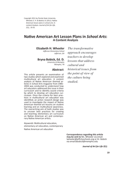 Native American Art Lesson Plans in School Arts: a Content Analysis