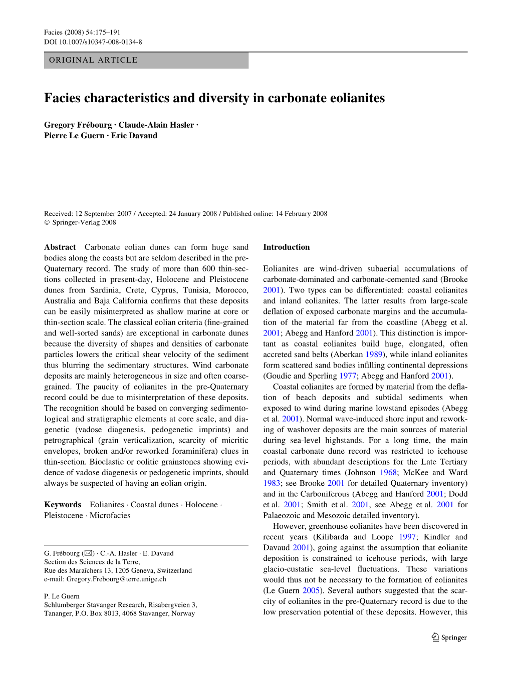 Facies Characteristics and Diversity in Carbonate Eolianites