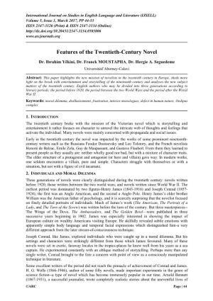 Features of the Twentieth-Century Novel