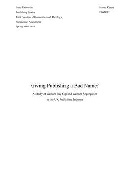Giving Publishing a Bad Name?