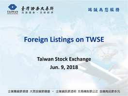Taiwan Stock Exchange Jun. 9, 2018