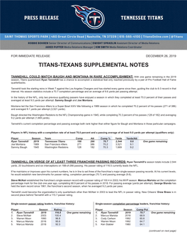 Titans-Texans Supplemental Notes