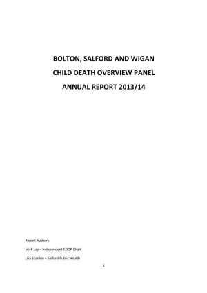 Bolton, Salford and Wigan Child Death Overview Panel Annual Report 2013/14