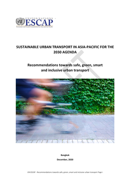 Sustainable Urban Transport in Asia-Pacific for the 2030 Agenda