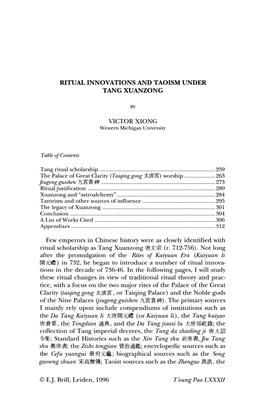 Ritual Innovations and Taoism Under Tang Xuanzong