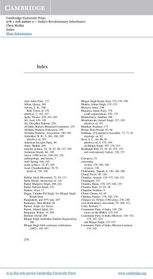 Cambridge University Press 978-1-108-49690-2 — India's Revolutionary Inheritance Chris Moffat Index More Information