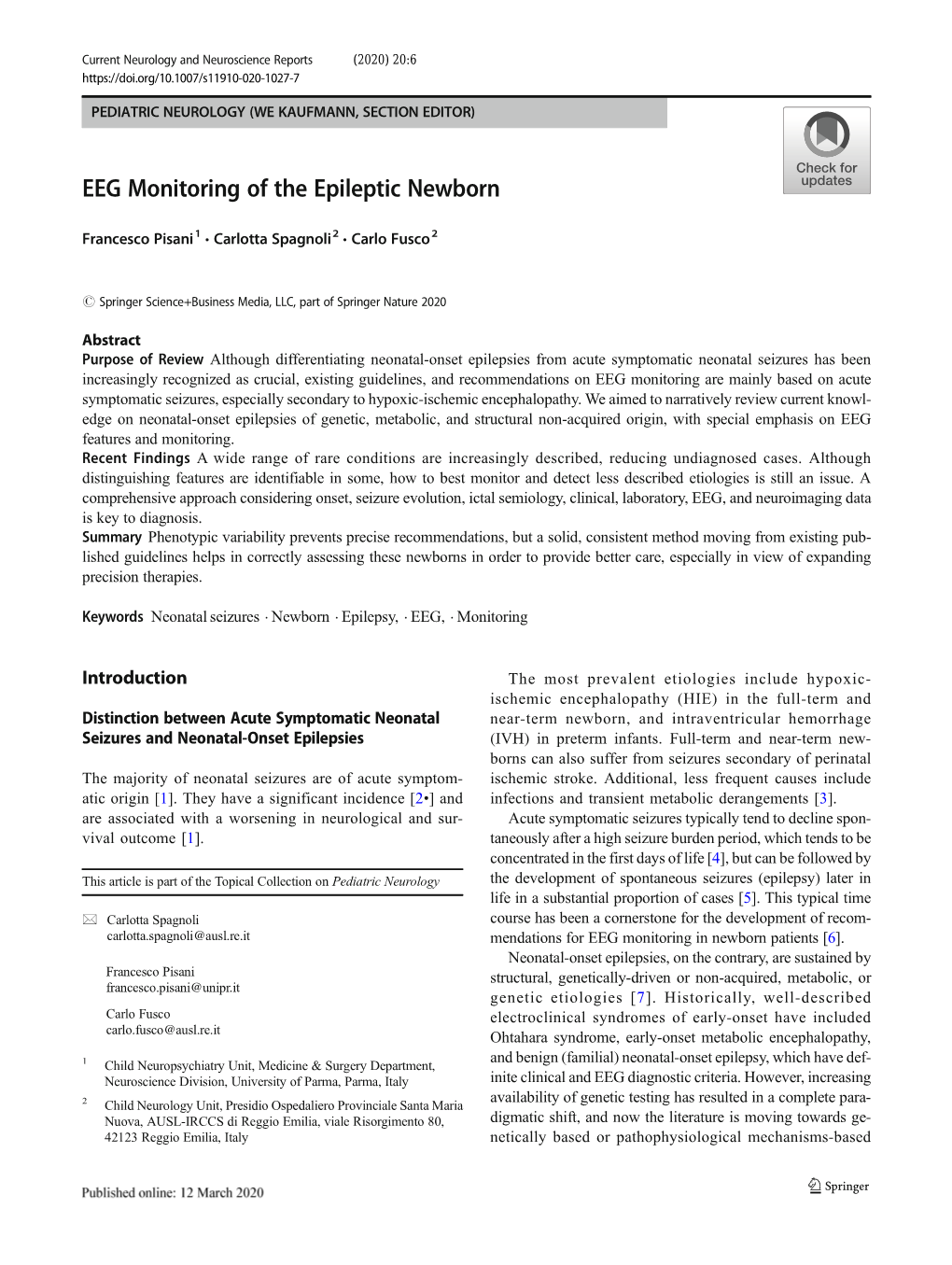 EEG Monitoring of the Epileptic Newborn